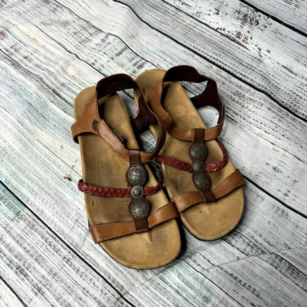 Minnetonka Copper Disc Hook and Loop Sandals 9